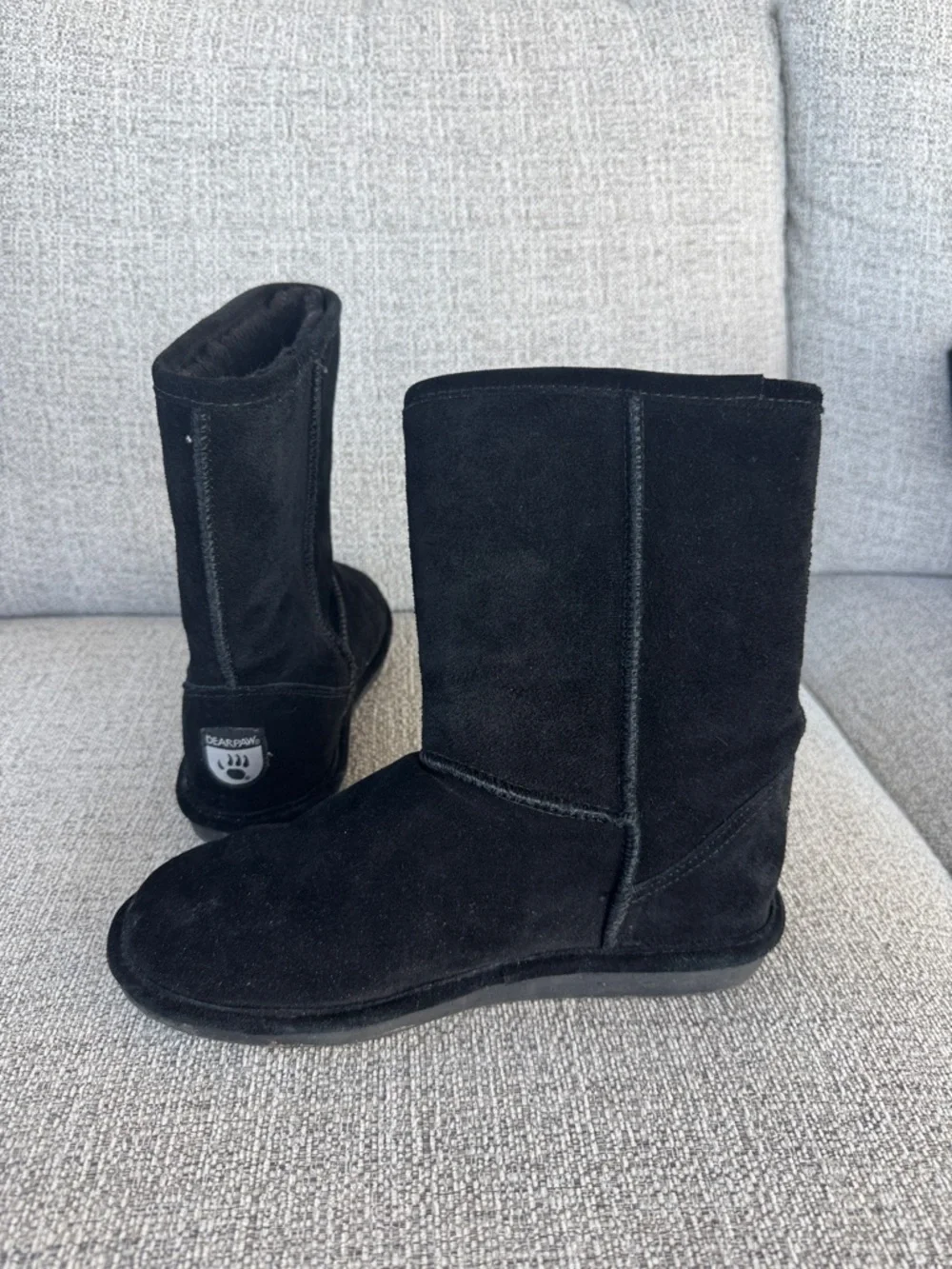 Bearpaw Black Suede Cozy Mid-Calf Boots Sz 8
